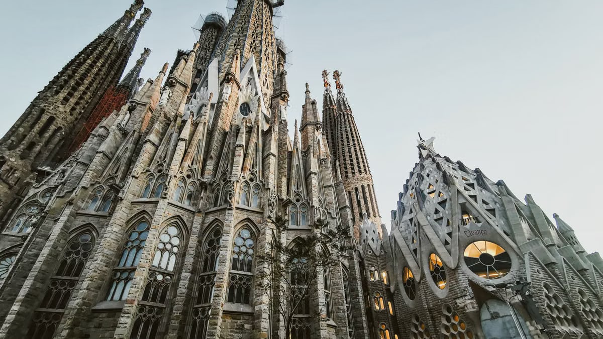 Stunning view of La Sagrada Familia, a renowned landmark in Barcelona, Spain.